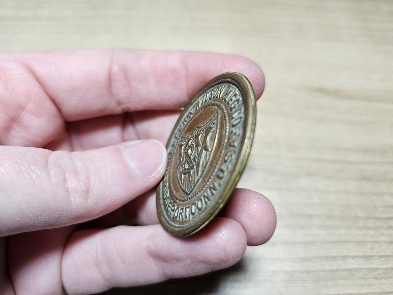 Vintage Wheeler & Wilson Mfg Co Bridgeport CT Sewing Machines Brass? Emblem