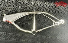 VINTAGE LOWRIDER 20" CHROME BICYCLE FRAME W/ SQUARE TWISTED FRAME INSERT.