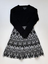 Cynthia Rowley Sweater Dress Womens Size XS Black & White Long Sleeve Knit