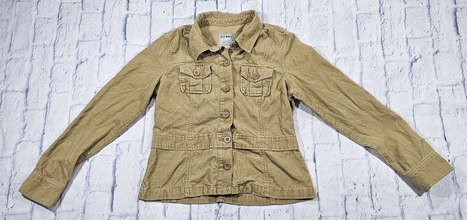 Jaqueta de veludo Old Navy feminina tamanho médio Y2K bege VINTAGE - Imagem 2 de 4
