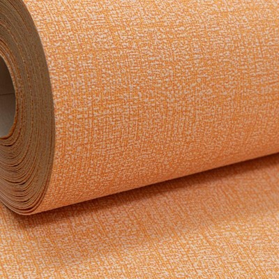 Erismann Bright Plain Orange Linen Effect Texture Non ...