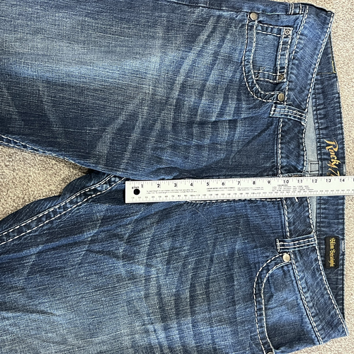 Wrangler Rock 47 Jeans Uomo 40x36 Pantaloni Cowboy Slim Dritti Scuri Punti Spessi - Foto 7 di 24