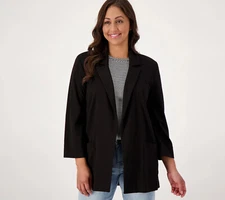 NEW Attitudes by Renee Med Ponte Open-Front Girlfriend Blazer in Black QVC 7695