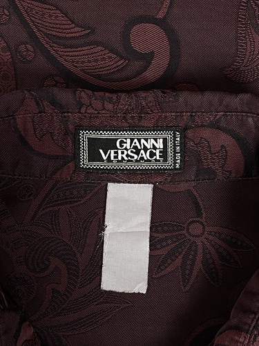 Vintage 90s Mens GIANNI VERSACE Shirt Long Sleeve Flowers Print Burgundy Size 48 - Picture 6 of 8