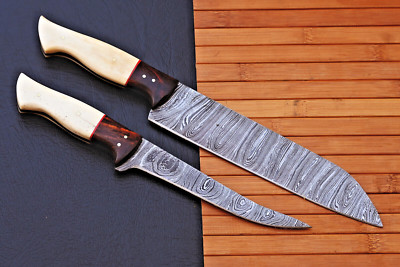 Custom Made Damascus Chef Set FILLET & SLICING Knife - Hand Forged Damascus 2656