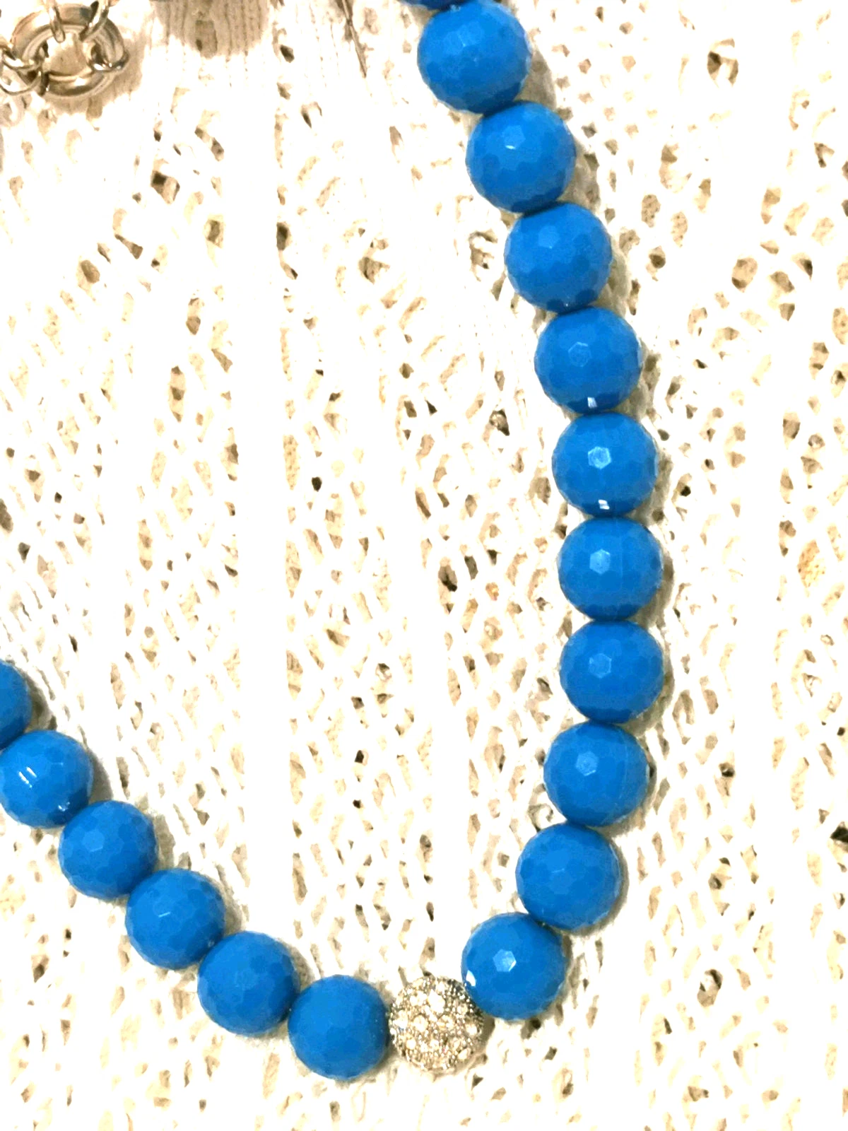 VINTAGE NECKLACE KINGFISHER TURQUOISE FACETED BEADS PAVE SET PENDANT - MERMAID image 11