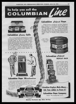 1954 Columbian Rope Auburn New York Twines Colpack Store Display Rack Print Ad