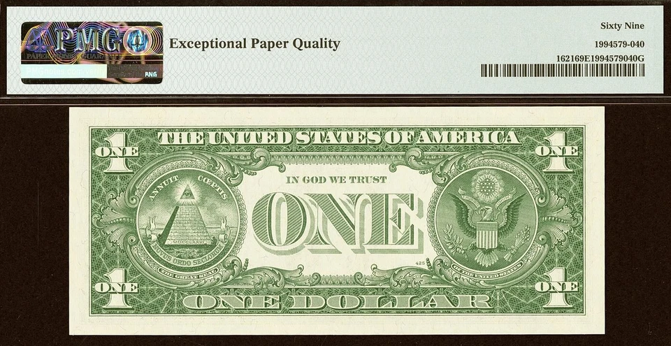 1957B $1 Silver Certificate PMG 69EPQ rare grade RA Block Fr 1621 - Image 2 of 2