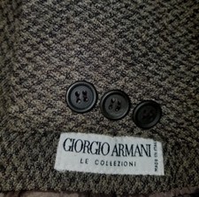 Vintage 44S G. Armani Wool Brown Chevron Crepe Tweed Sport Coat Jacket Blazer
