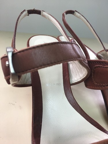 9 M Amalfi For Nordstrom Brown Leather Sandals Flip Buckle - Picture 10 of 12