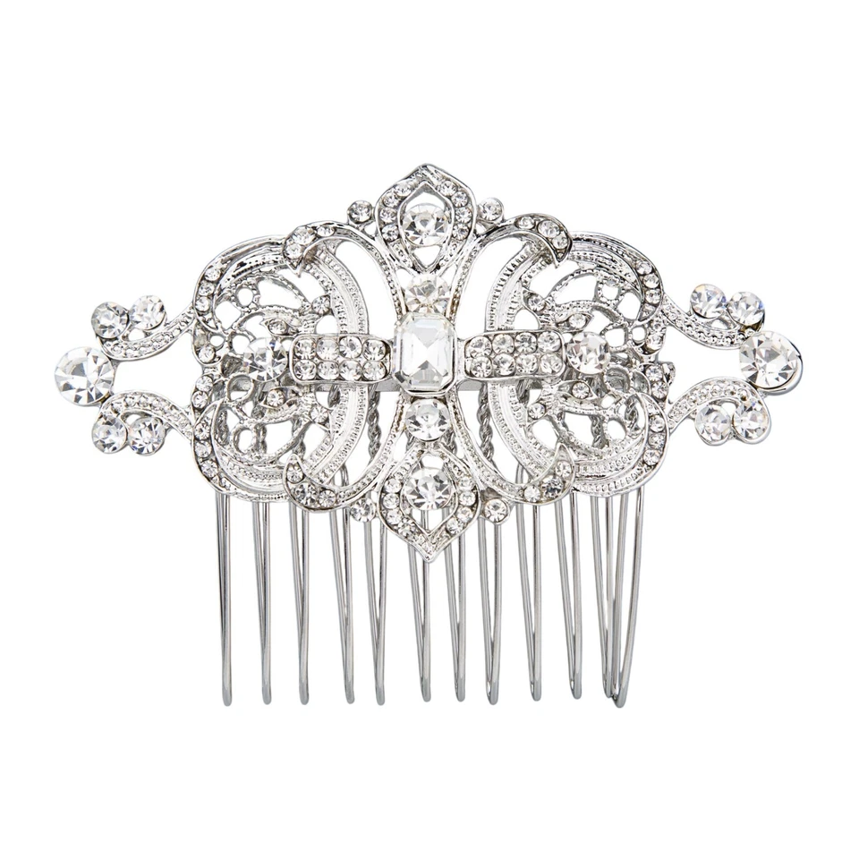 Women's Silver Plated Rhinestone Hair Comb for Wedding, Special Events - Image 2 of 4