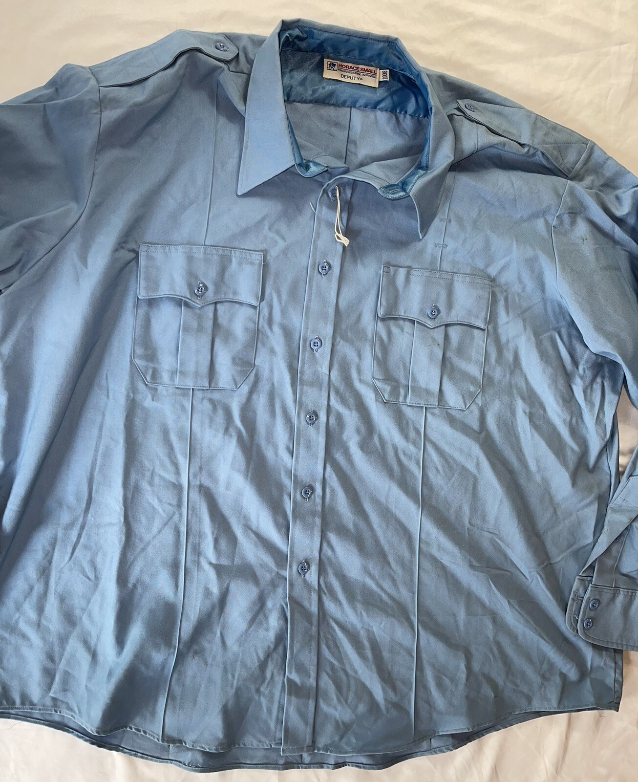 VINTAGE Horace Small Button Up Shirt XL Blue Police Uniform Security 20
