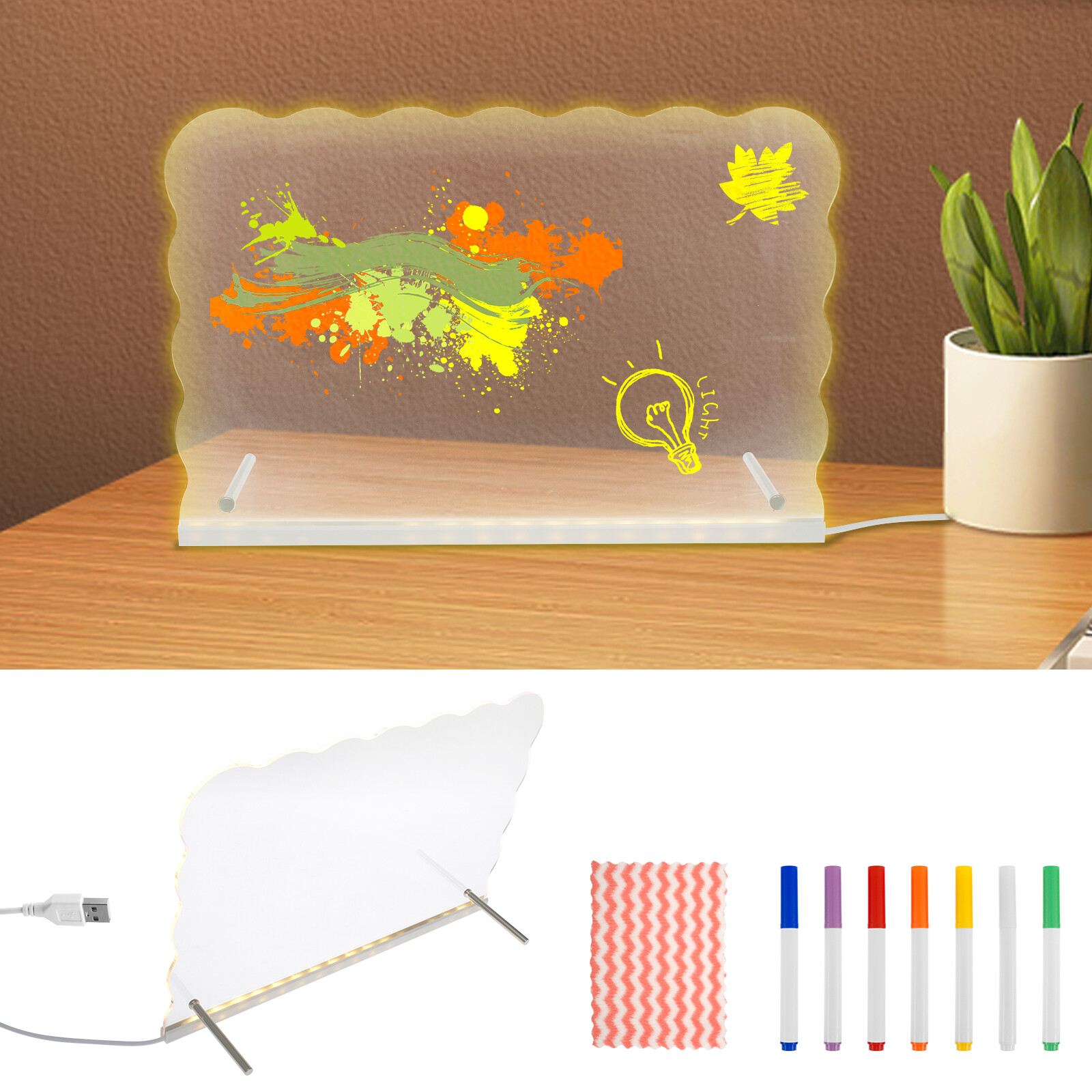 Transparent Acrylic Dry Erase Illuminated Painting Board for Artwork