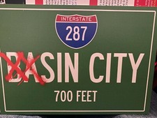 Basin Sin City 7x10 Metal Road Sign Highway 287 Replica Prop Bam Box 