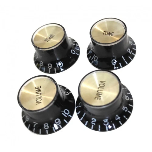 Set Of Knobs Style Gibson Sg Plexi Black Metric Without Grave Gold Reflector