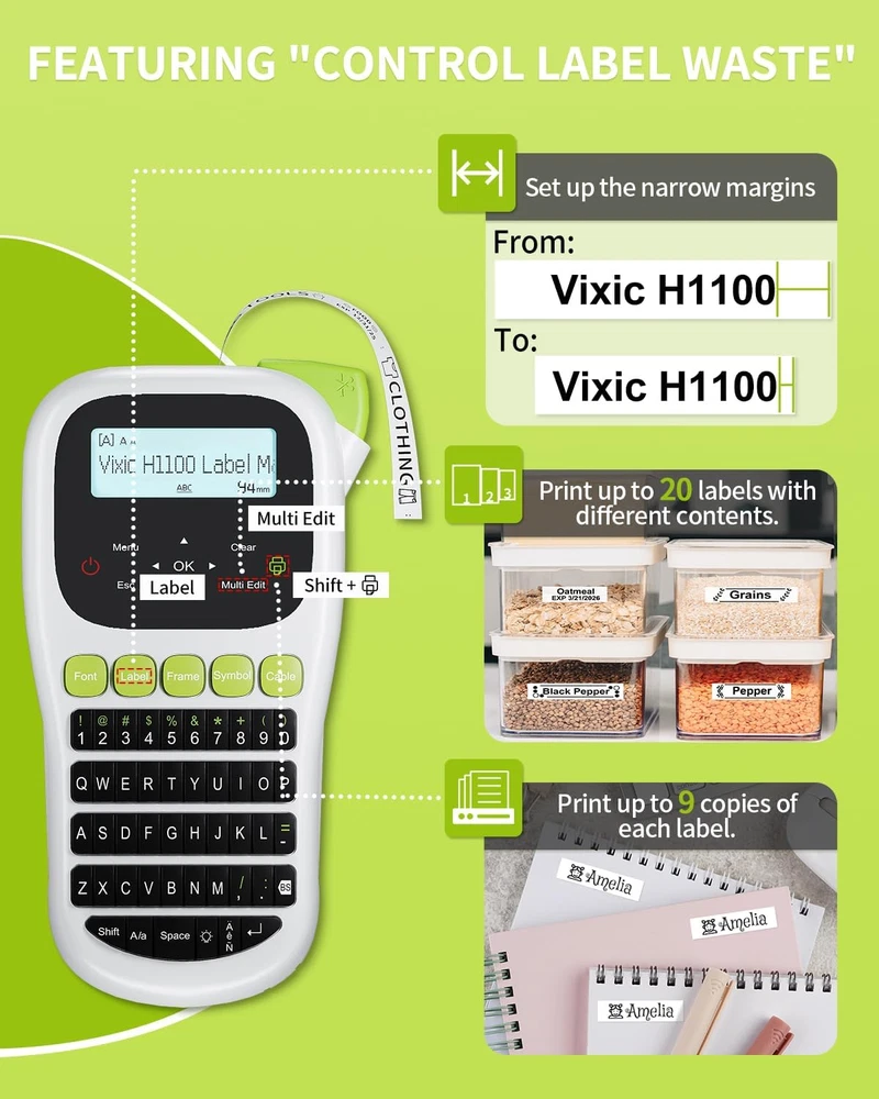Portable H1100 Handheld Label Maker Machine with Tape for Home & Office Organization Portable H1100 Handheld Label Maker Machine with Tape for Home & Office Organization