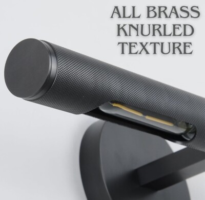 Knurldon Hard-Wired 24In Black Knurled Picture Light for Wall