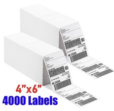 4000pc 4x6 Fanfold Direct Thermal Shipping Labels for Zebra and Rollo Printers