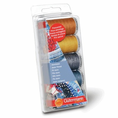Gutermann extra starkes Jeans-Fadenset - 3x 100m & 2x 200m Rollen - Nähte