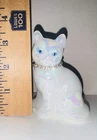 Fenton Art Glass Opalescent White Stylized Cat Figurine Signed No Chips Or Crack
