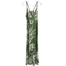 Old Navy Babydoll Spaghetti Strap V Neck Floral Maxi Dress Size M Green Beach