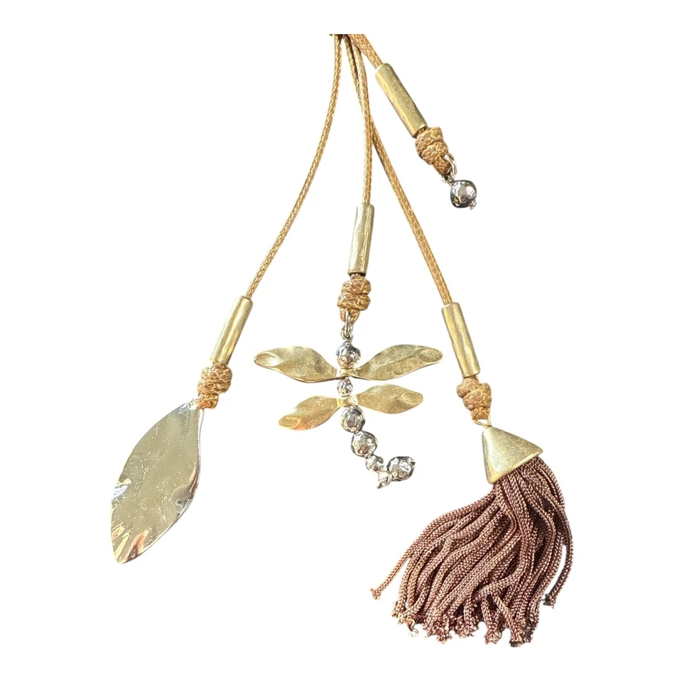 Collar ajustable colgante libélula borla tono oro y plata CHICOS Foto 2 de 4