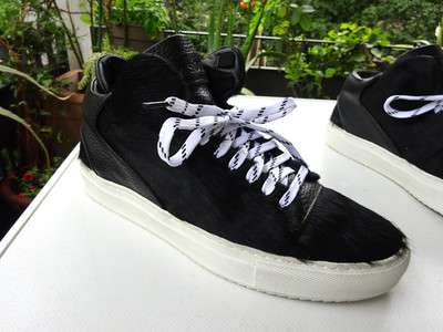 MASON Dam High-TOP Schuhe Sneaker Leder Fell Schwarz Italy Amsterdam Gr.39 Neuw