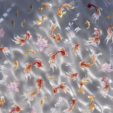 Nail Art Stickers Sparkly Koi Nail Stickers 5D Embossed Shell Light Goldfish