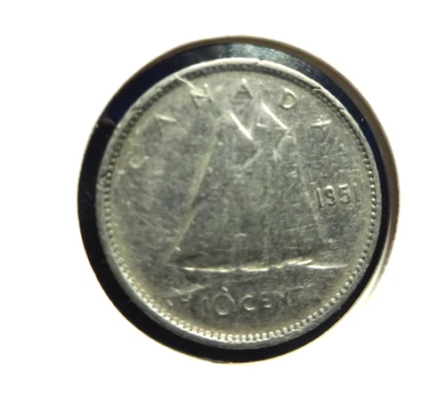 Canada 1951   .800 % Silver 10 Cents  👀