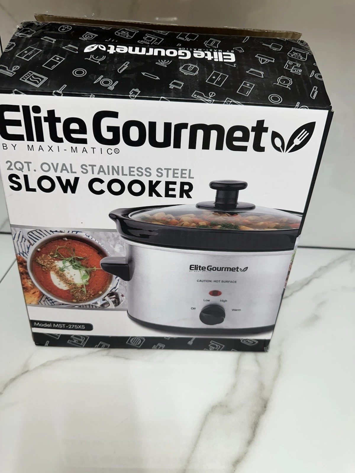 The Elite Gourmet 2 Qt Oval Stainless Steel Slow Cooker