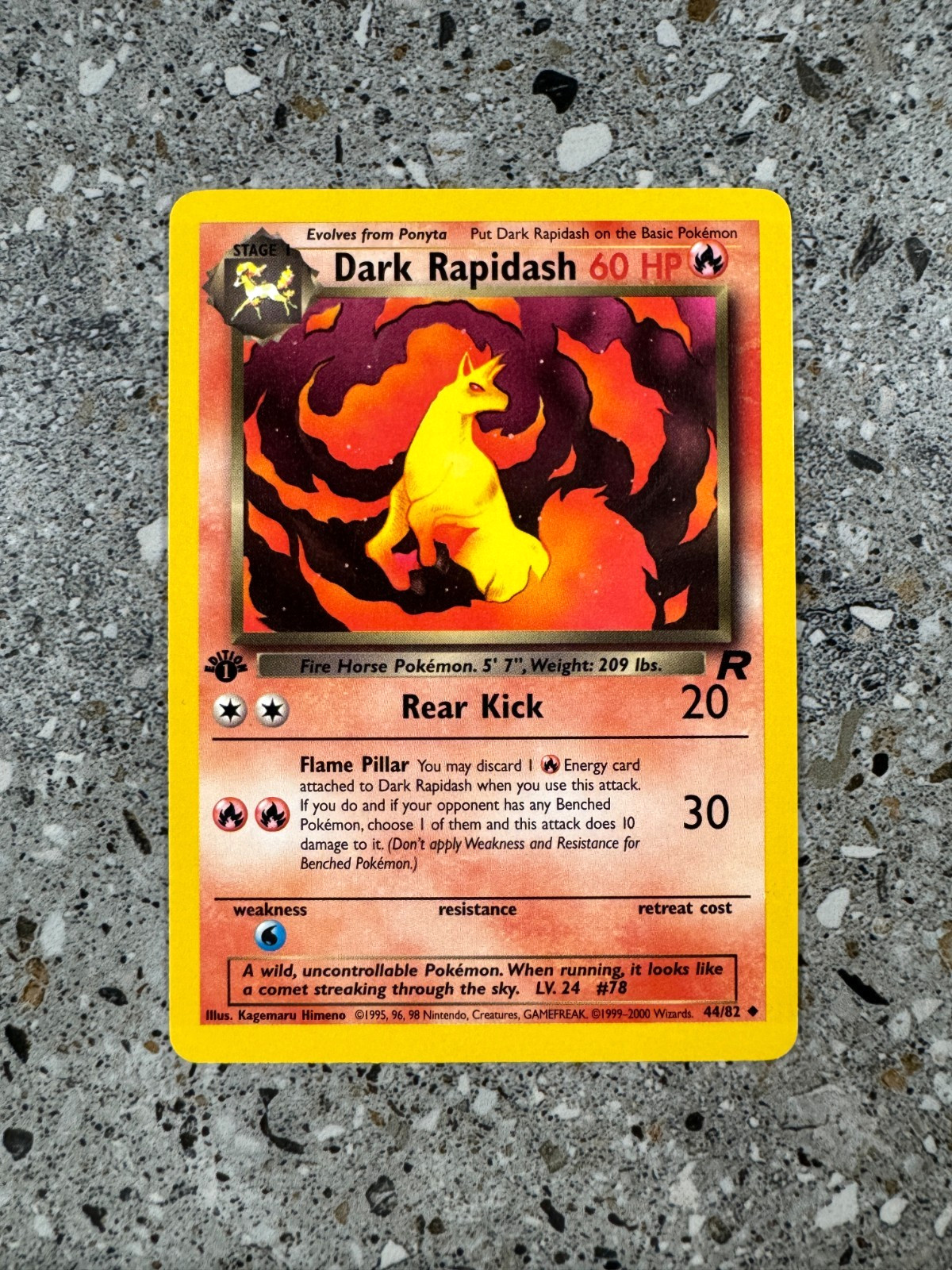 Pokemon TCG Cards 1st Edition Dark Rapidash 44/82 Team Rocket Uncommon EXC-NM
