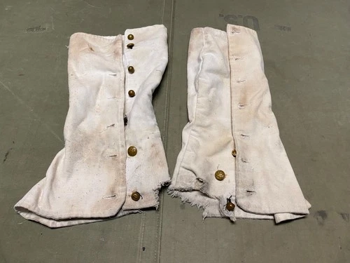 WAR OF 1812 US ARMY PATTERN M1812 WHITE LINEN COMBAT FIELD LEGGINGS- SIZE MEDIUM