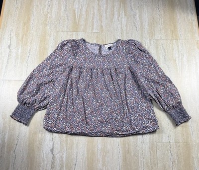 Universal Thread Womens Size L Multicolor Floral Print Ballon Cuff Sleeve Blouse