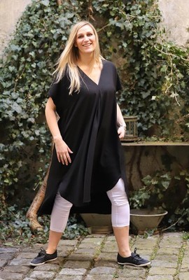 MAT Fashion - Lagenlook TUNIC DRESS Size 44 to 54 - Black