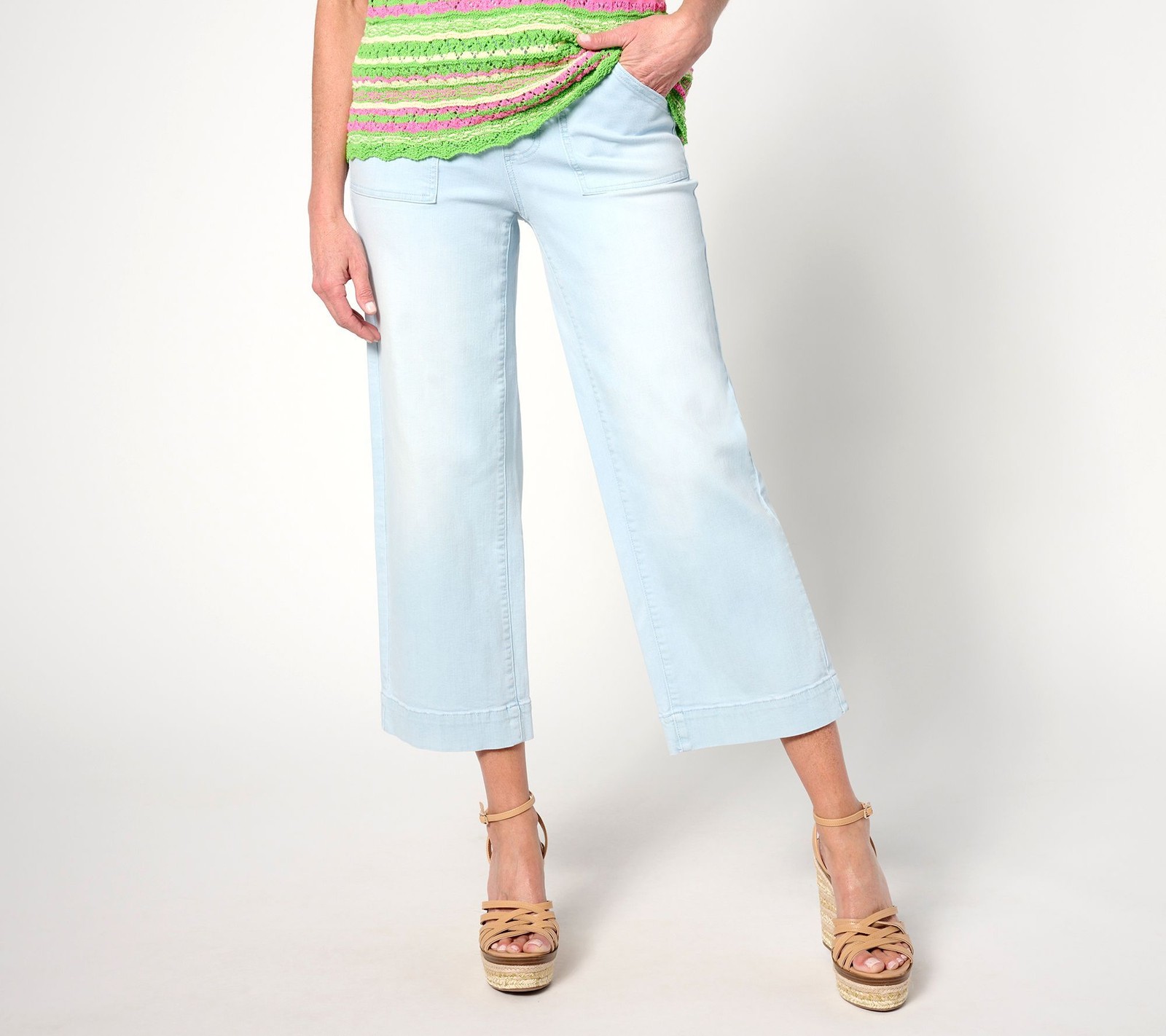 Belle by Kim Gravel Women's Petite Pants 26P TripleLuxe Denim Wide Blue A634774