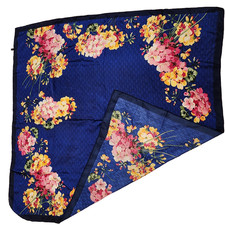 Traditional Scarf 35" x 35" Royal Blue Floral Flower Print Headwear