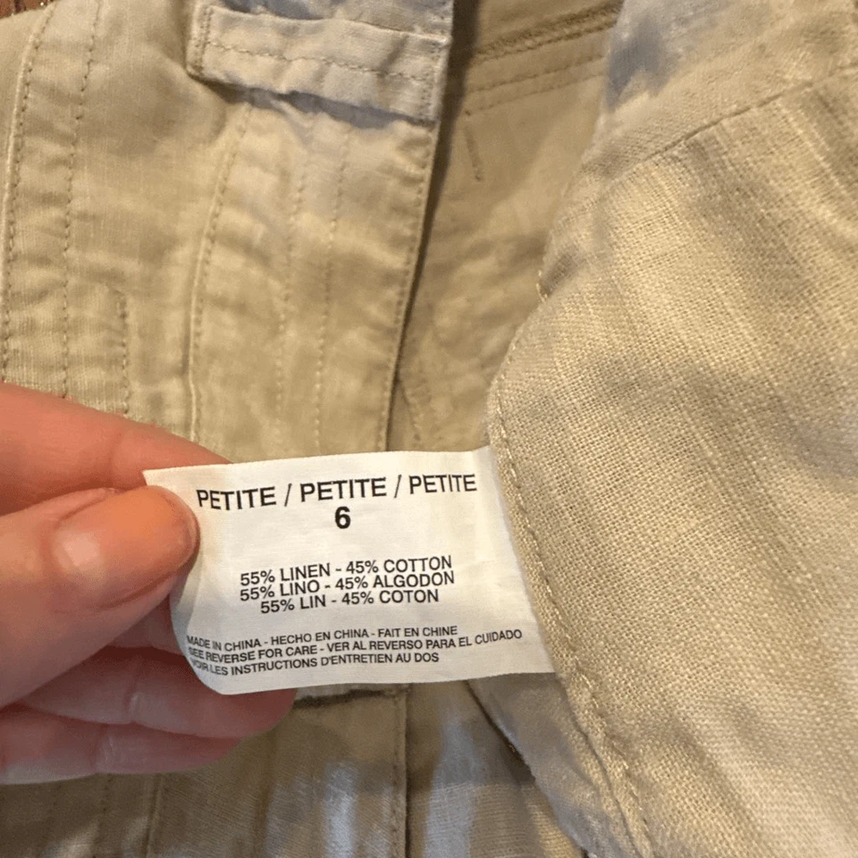 Pantalón utilitario cargo mezcla lino tostado Gloria Vanderbilt 6p Foto 4 de 4