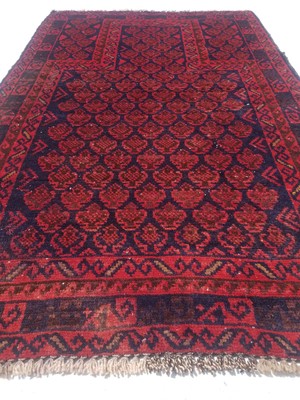 Authentischer handgeknüpfter afghanischer Balouch Wollteppich abgenutzt 136 x 86 cm