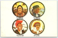 Vintage Native American Chiefs Postcard Litho by Tino Walkingbull Unposted