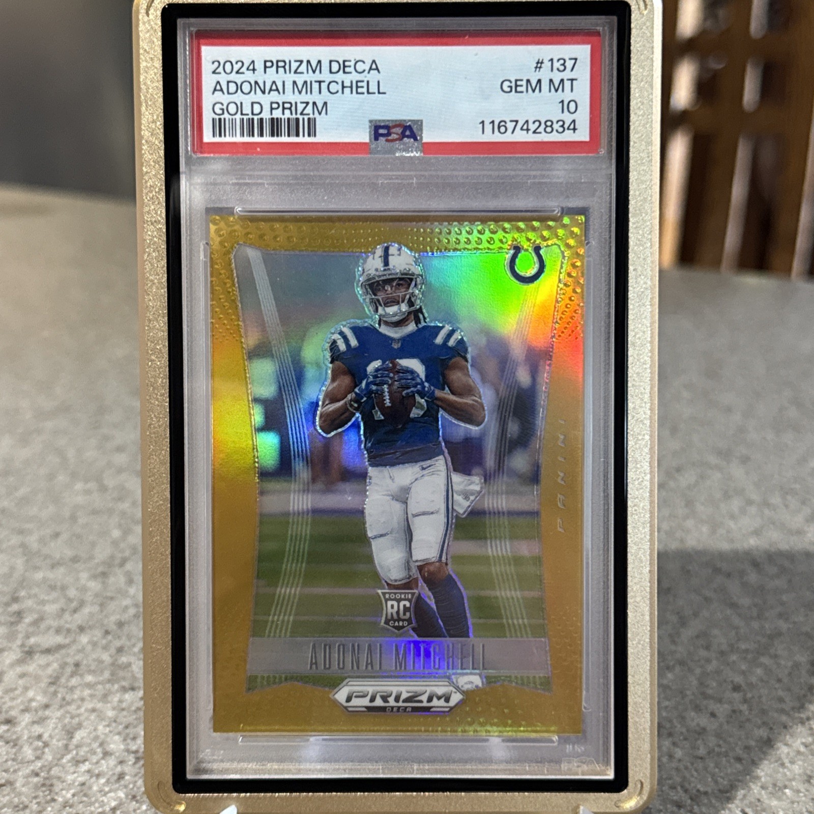 2024 Prizm Deca Adonai Mitchell True Gold Prizm PSA 10 GEM MT Colts