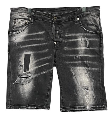 Dsquared2 Distressed Jean Shorts Slim Fit Size 56 Black Denim US Size 36