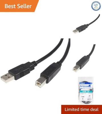 10ft USB 2.0 High-Speed Cable - Male-to-Male Connector for PC, Printer, Scanner