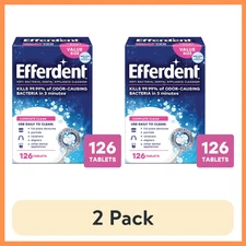 (2 Pack) Efferdent Retainer & Denture Cleaner Tablets, Complete Clean, 126 Count