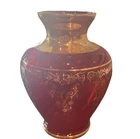 Vecchia Murano Ruby Red Art Glass Vase Gold Gilt Italian Hand Blown Vintage