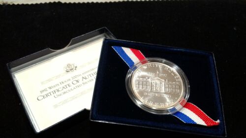 1992 US Mint White House 200th Anniversary UNC Silver Dollar w/ COA -