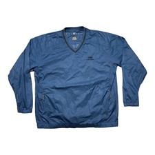 NIKE GOLF Windbreaker Jacket Mens XL Blue Performance V Neck Pullover Clima-Fit