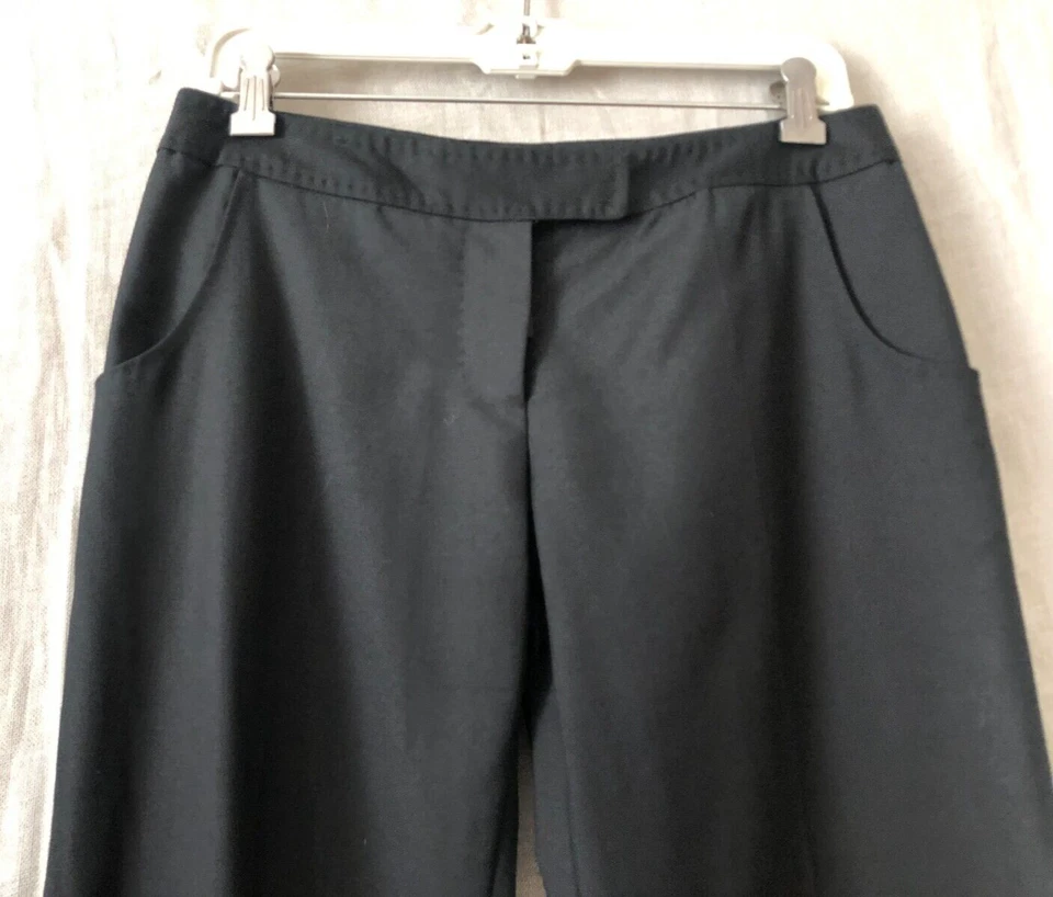 Pantalones Pantalón Stella McCartney Mujer Frente Plano Negro Lana 40 Hecho en Italia Foto 3 de 4