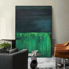 Textured Oil Painting Abstract Hand Painted Green On Canvas Wall Art Pictures