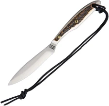 Grohmann Trout & Bird Stag Bone Carbon Steel Fixed Blade Knife w/ Sheath H2C