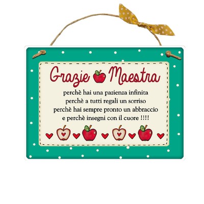 Frasi Natale Maestre.Targa Con Spago Grazie Maestra Idea Regalo Ebay